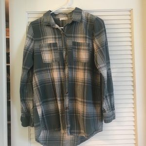 green and cream flannel